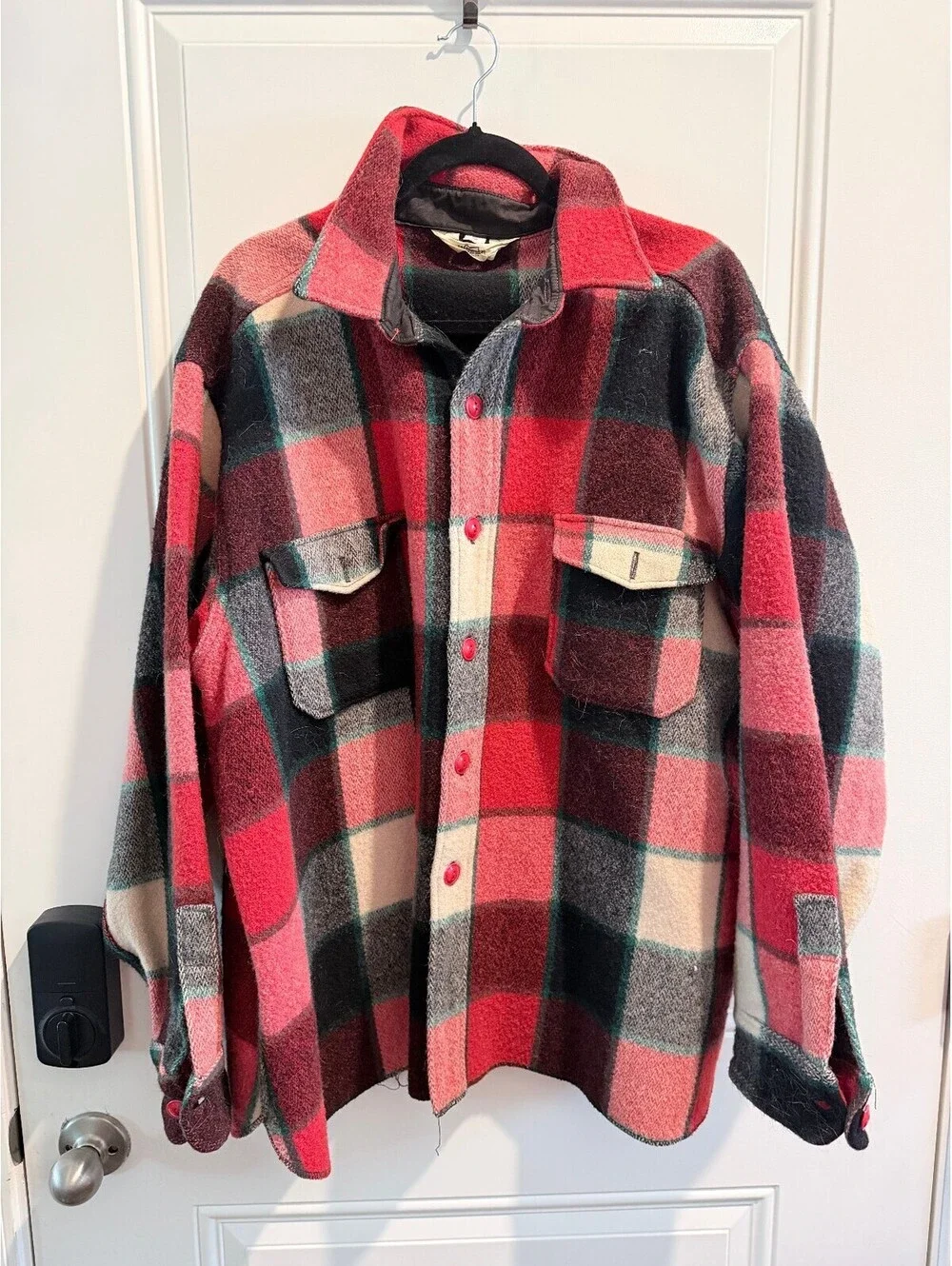 Vintage Woolrich Wool Plaid Shirt Jacket Red Blue Shacket